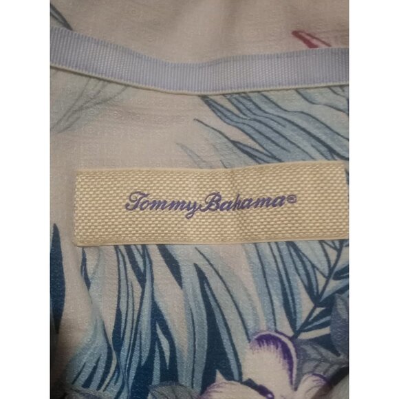 Mens Tommy Bahama 3XL Purple Blue Hawaiian Button Up Shirt Floral 100% Silk - Picture 10 of 14